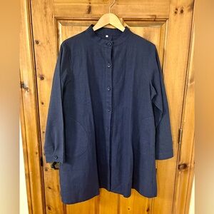 NWT Cotton Linen blend dress / cover up, navy blue, size medium